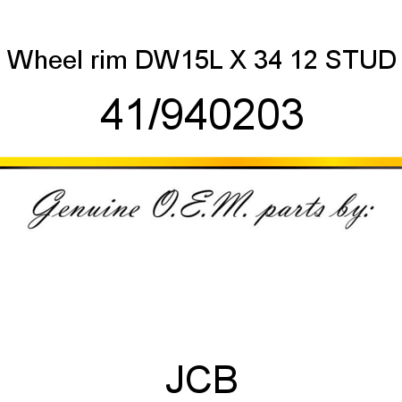 Wheel, rim, DW15L X 34 12 STUD 41/940203