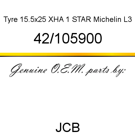 Tyre, 15.5x25 XHA 1 STAR, Michelin L3 42/105900