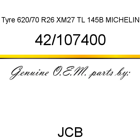 Tyre, 620/70 R26 XM27, TL 145B MICHELIN 42/107400