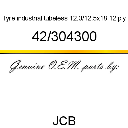 Tyre, industrial tubeless, 12.0/12.5x18 12 ply 42/304300