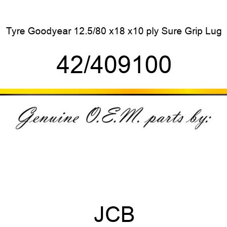 Tyre, Goodyear, 12.5/80 x18 x10 ply Sure Grip Lug 42/409100