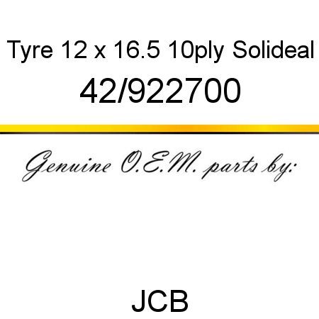 Tyre, 12 x 16.5, 10ply, Solideal 42/922700