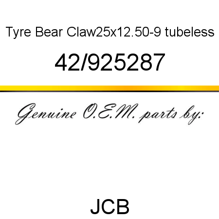 Tyre, Bear Claw,25x12.50-9, tubeless 42/925287