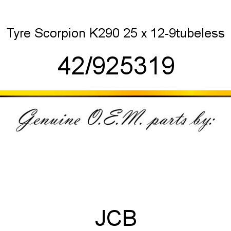 Tyre, Scorpion K290, 25 x 12-9,tubeless 42/925319