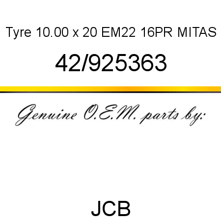 Tyre, 10.00 x 20 EM22 16PR, MITAS 42/925363