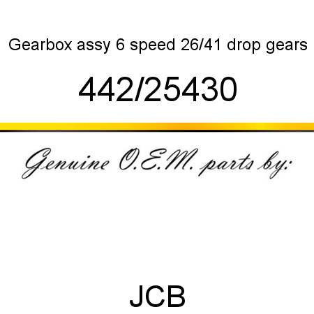 Gearbox, assy, 6 speed, 26/41 drop gears 442/25430