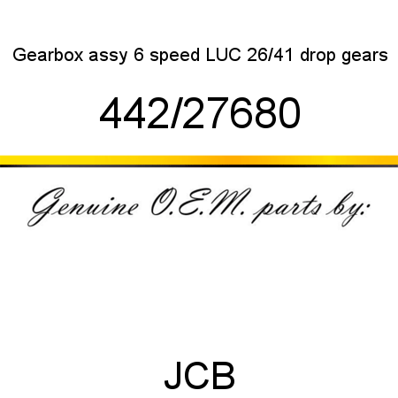 Gearbox, assy, 6 speed LUC, 26/41 drop gears 442/27680