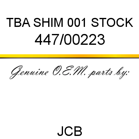 TBA, SHIM, 001 STOCK 447/00223