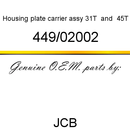 Housing, plate carrier assy, 31T & 45T 449/02002