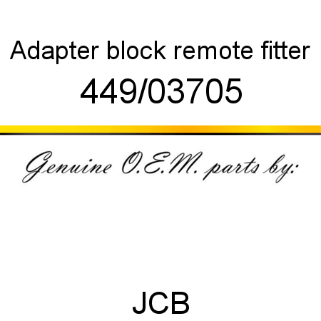 Adapter, block, remote fitter 449/03705