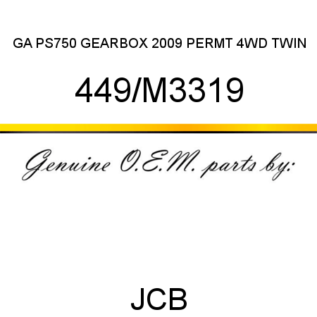 GA PS750 GEARBOX, 2009 PERMT 4WD TWIN 449/M3319