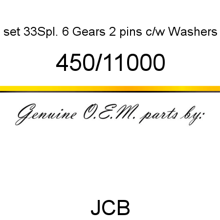 set, 33Spl. 6 Gears, 2 pins c/w Washers 450/11000