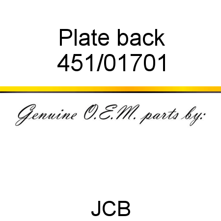 Plate, back 451/01701