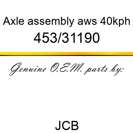 Axle, assembly, aws 40kph 453/31190