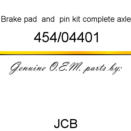 Brake, pad & pin kit, complete axle 454/04401