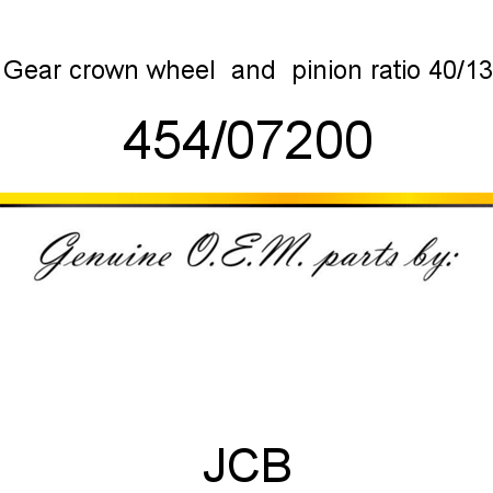 Gear, crown wheel & pinion, ratio 40/13 454/07200
