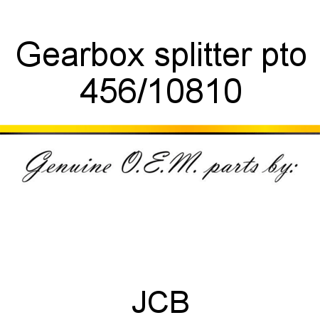 Gearbox, splitter pto 456/10810
