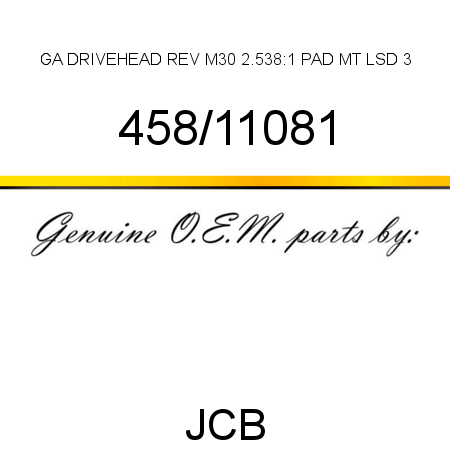GA DRIVEHEAD REV M30, 2.538:1 PAD MT LSD 3 458/11081