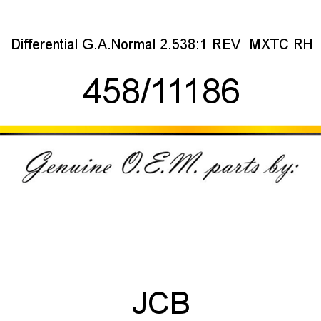 Differential, G.A.Normal, 2.538:1 REV  MXTC RH 458/11186