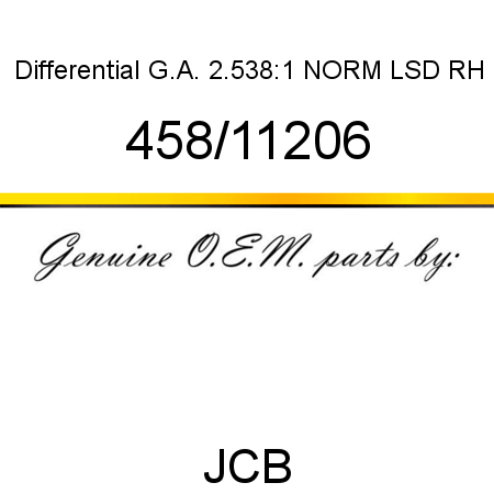 Differential, G.A., 2.538:1 NORM LSD RH 458/11206