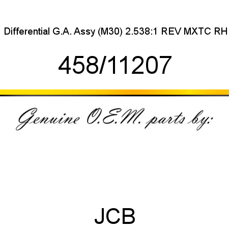 Differential, G.A. Assy (M30), 2.538:1 REV MXTC RH 458/11207