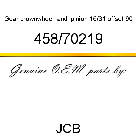 Gear, crownwheel & pinion, 16/31 offset 90 458/70219