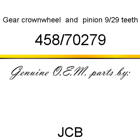 Gear, crownwheel & pinion, 9/29 teeth 458/70279
