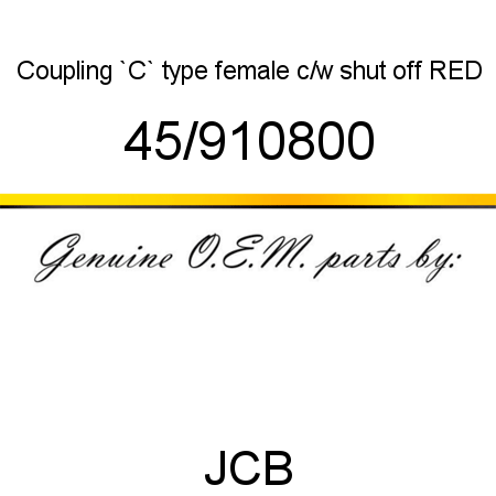 Coupling, `C` type, female, c/w shut off, RED 45/910800