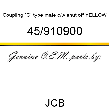 Coupling, `C` type, male, c/w shut off, YELLOW 45/910900