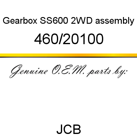 Gearbox, SS600 2WD assembly 460/20100