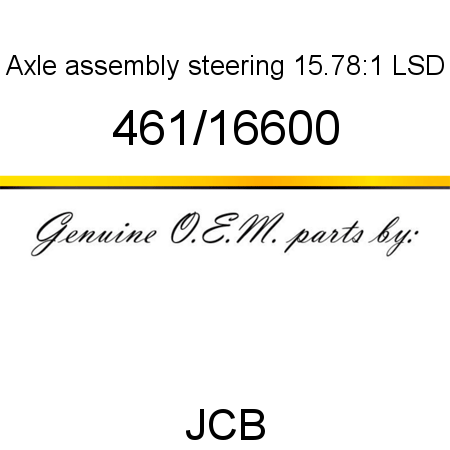 Axle, assembly, steering, 15.78:1, LSD 461/16600