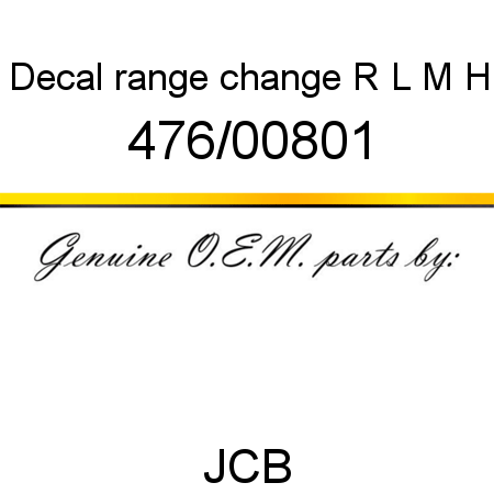 Decal, range change, R L M H 476/00801