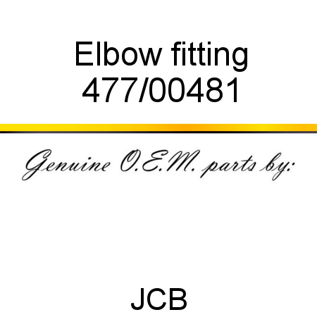 Elbow, fitting 477/00481