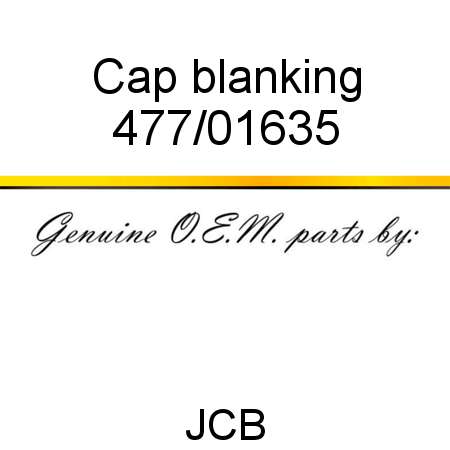Cap, blanking 477/01635