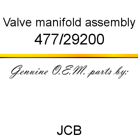 Valve, manifold assembly 477/29200