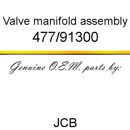 Valve, manifold assembly 477/91300