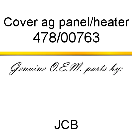 Cover, ag panel/heater 478/00763