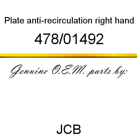 Plate, anti-recirculation, right hand 478/01492
