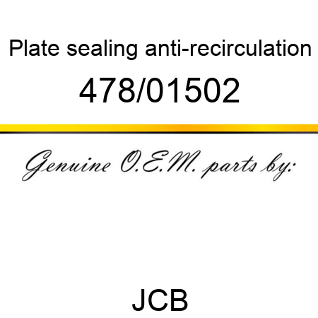 Plate, sealing, anti-recirculation 478/01502