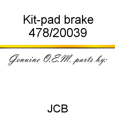 Kit-pad, brake 478/20039