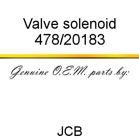 Valve, solenoid 478/20183