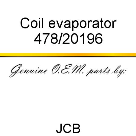 Coil, evaporator 478/20196