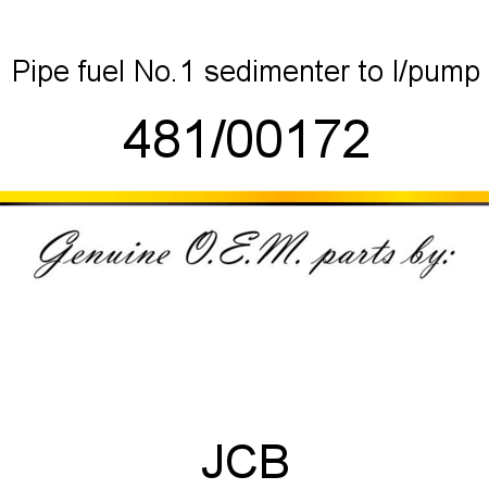Pipe, fuel No.1, sedimenter to l/pump 481/00172