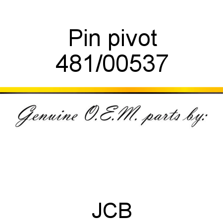 Pin, pivot 481/00537