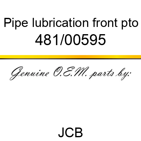 Pipe, lubrication, front pto 481/00595