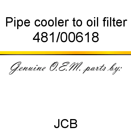 Pipe, cooler to oil filter 481/00618