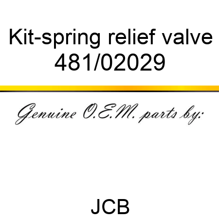 Kit-spring, relief valve 481/02029