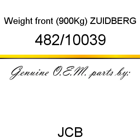 Weight, front (900Kg), ZUIDBERG 482/10039