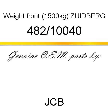 Weight, front (1500kg), ZUIDBERG 482/10040