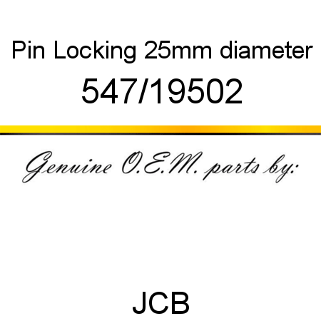Pin, Locking, 25mm diameter 547/19502
